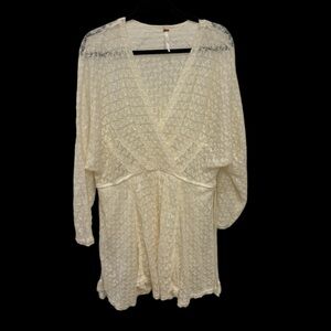 Free People cream white knit mini dress size Small